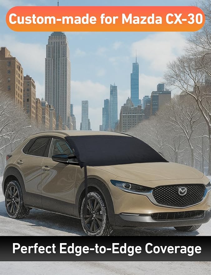 EcoNour Car Snow Cover Compatible for Mazda CX-30 | Windshield Cover for Ice and Snow with S-Hook Straps | Heavy-Duty 600D Oxford Winter Car Cover, Waterproof & Anti-Slip