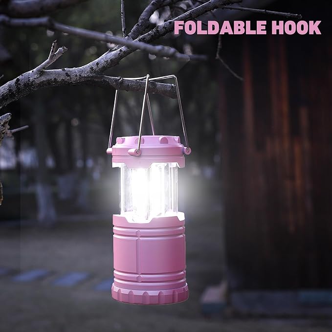 6-Pack Mini LED Camping Lanterns, Portable Camping Lights, Outdoor Tent Lights, Essential Emergency Lights for Power Outages, Hiking, Survival Kit for Hurricane, Pink