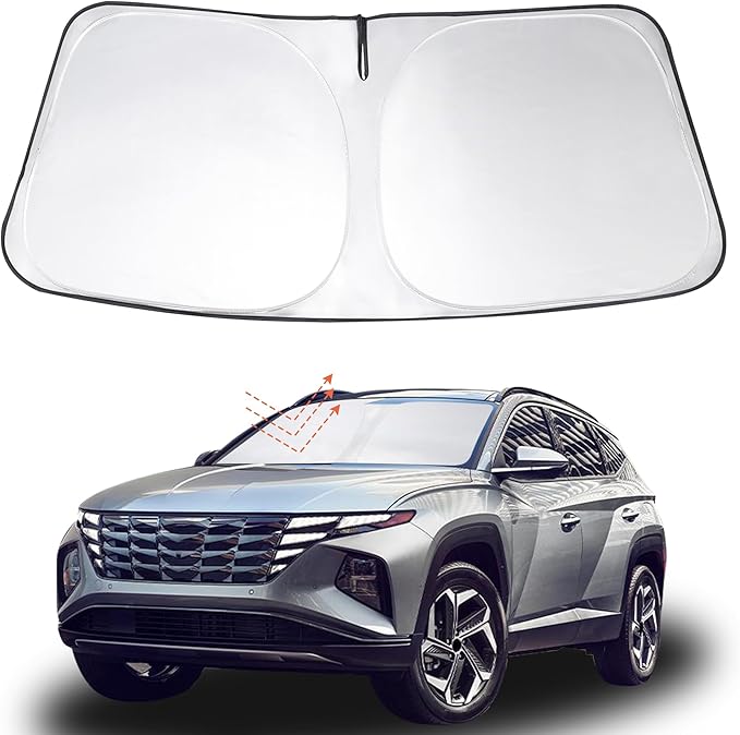 Windshield Sun Shade Custom Fit 2022 2023 2024 2025 2026 Hyundai Tucson Accessories Foldable Sunshade Sun Blocker Front Window Shades Covers Keep Car Cooler
