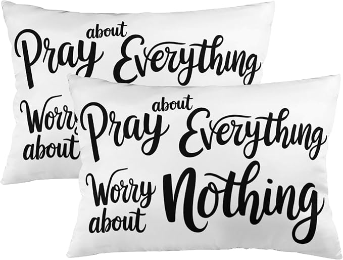 ITFRO Inspirational Quotes Pray About Everything Worry About Nothing Birthday Short Plush Both Sides Lumbar Daisy Throw Pillow Cover Cushion Case Sofa Decor Waist 12x20 Inches (Pray)