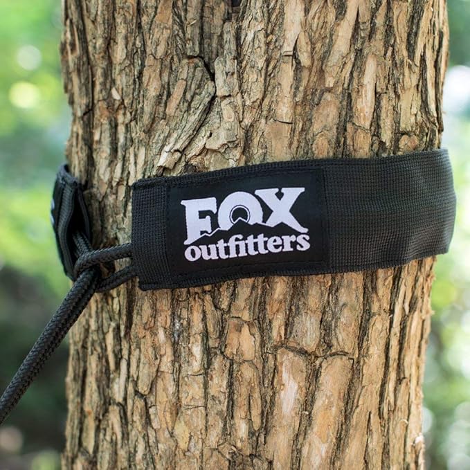 Fox Outfitters Neolite Double Camping Hammock - Lightweight Portable Nylon Parachute Hammock for Backpacking, Travel, Beach, Yard. Hammock Straps & Steel Carabiners Included (Khaki/Black)