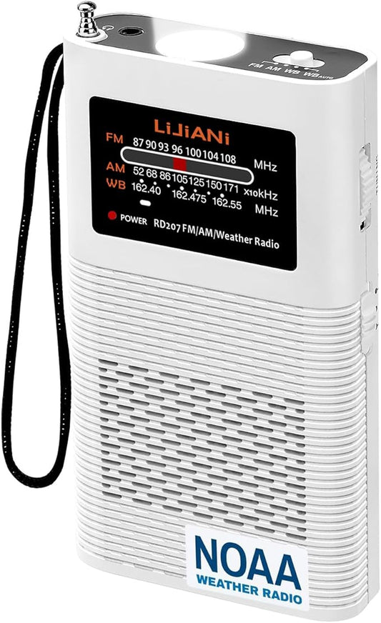 NOAA Weather Radio Portable AM FM Transistor Battery Operated by1500MAH Battery with Strong Flashlight Emergency SOS Alarm Ultra-Long Antenna Best Reception Hurricane Tools