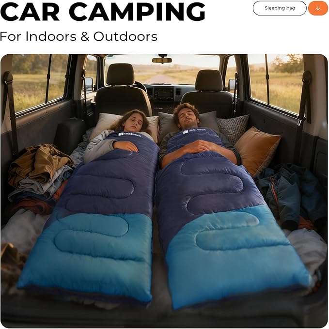 Sleeping Bag for Adults Warm Weather, Compact Lightweight Backpacking Sleeping Bag with Compression Sack, Camping Essentials Gear for Hiking Travel Climbing Outdoor & Indoor Use