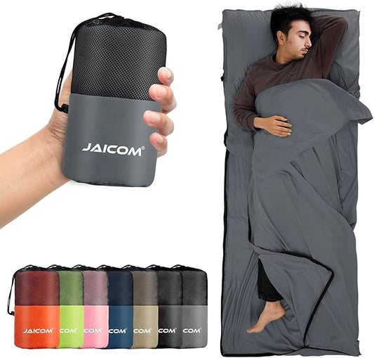 JAICOM Sleeping Bag Liner, Travel Sheets & Adult Sleep Sack, Ultralight and Portable Summer Sleeping Bag - Ideal for Backpacking, Hotels and Hostels, Business Trips, Camping