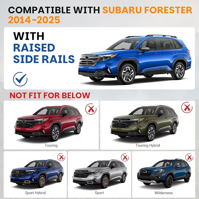 300LBS Roof Rack Cross Bars Compatible with Subaru Forester 2014-2026(NOT for Wilderness) Heavy-Duty Aluminum Crossbars Roof Rails Rooftop Cargo Basket Carrier Bag Luggage Canoe Kayak Bike