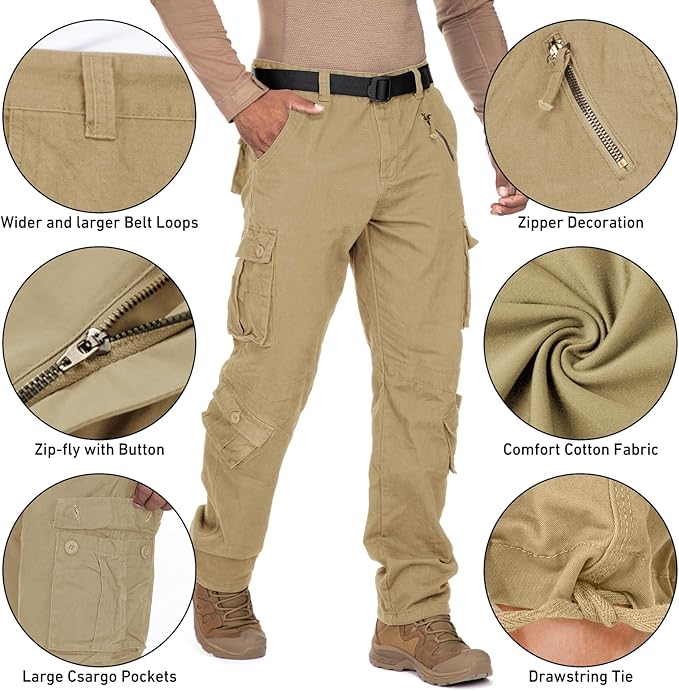 Men's BDU Casual Military Pants, Tactical Wild Army Combat ACU Rip Stop Camo Cargo Work Pants Trousers with 8 Pockets
