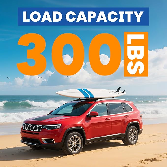 300LBS Roof Rack Cross Bars Compatible with Jeep Cherokee 2014-2023 Heavy-Duty Aluminum Crossbars Roof Rails Rooftop Cargo Basket Carrier Bag Luggage Canoe Kayak Bike