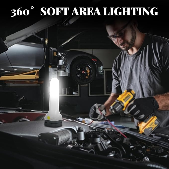 Rechargeable LED Flashlight High Lumens, 3-in-1 Flashlight with Spotlight Floodlight & Strobe, Super Bright Zoomable Tactical Flashlight Waterproof for Camping, Hiking, Emergency，Desk Lamp