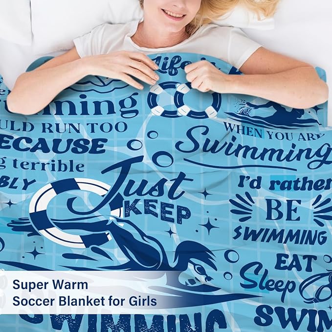 Swim Blanket Gifts for Swimmers, Swimming Gifts for Coach Gifts, Swim Team Gift, Just Keep Swimming, 50" x 60" Swimmer Blanket Christmas Birthday Gift for Men Dad Son