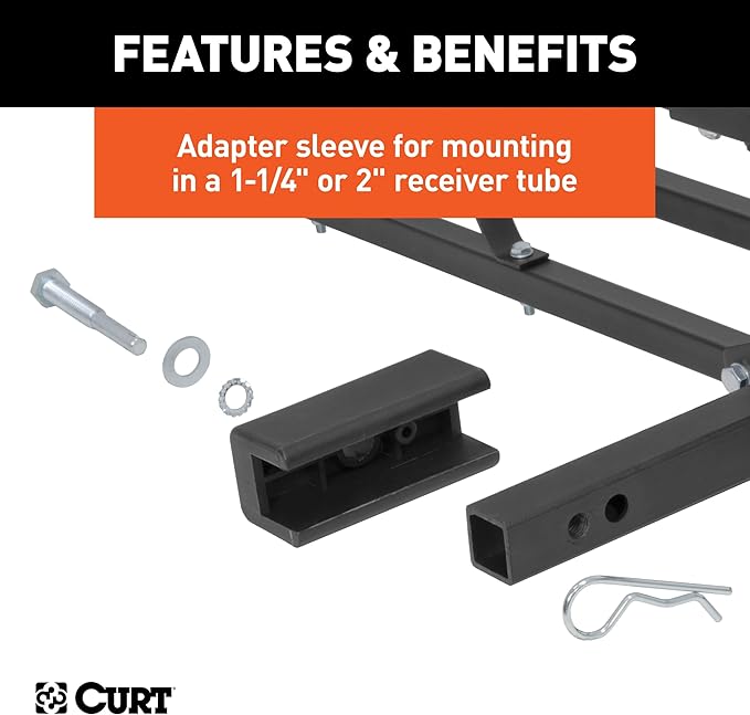 CURT 18145 Cargo Basket Hitch Trailer Hitch Cargo Carrier, 500 lbs. Capacity, 46-1/2-Inch x 17-1/2-Inch x 5-1/2-Inch, Fits 1-1/4 or 2-Inch Receiver
