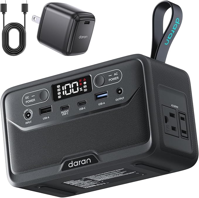2026 Portable Power Station 28000mAh LiFePO4 Battery with 65W Charger, Solar Power Bank with AC Outlet 100W/110V, USB-C PD Two-Way Fast Charging Small Generator for Laptop, Camping, Home, Office