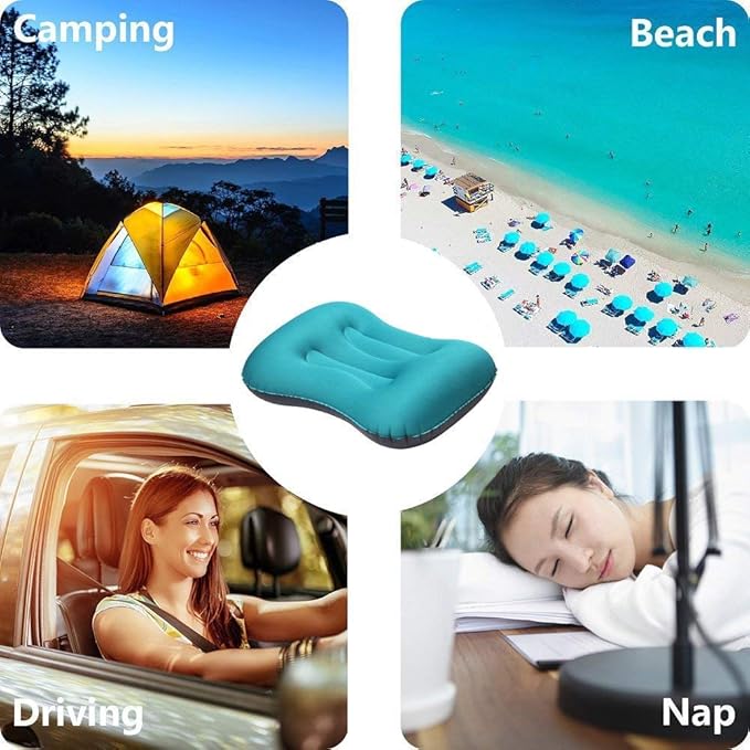 SUNYAO Ultralight Inflatable Camping Pillows - Compressible, Compact, Inflatable, Comfortable, Ergonomic Pillow for Neck & Lumbar Support While Camping,Backpacking,Hiking