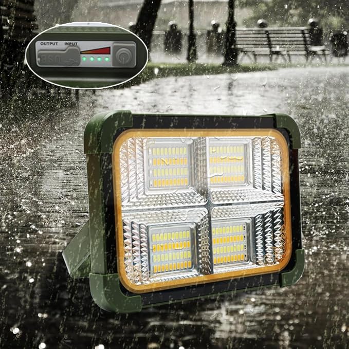 Solar Camping Lantern 200w Rechargeable Outdoor Light Travel Essentials with 6000mAh Emergency 5 Modes Portable LED Work Light Gifts for Camping Hurricane Survival