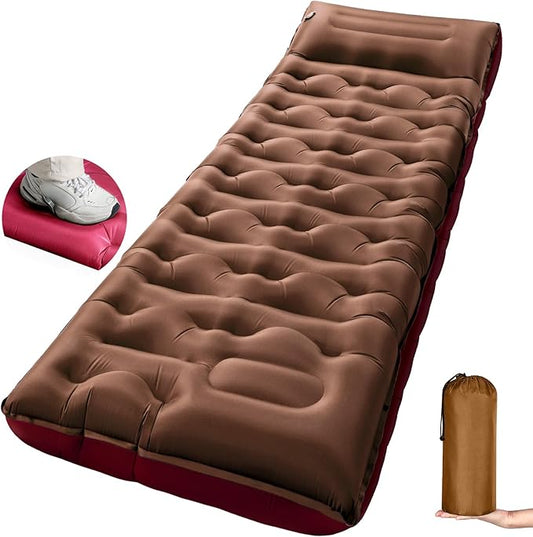 KASBAH Camping Sleeping Pad,Extra Wide 6 inch Thick Inflatable Sleeping Pads with Built-in Foot Pump and Pillow,Ultralight Camping Mat Gear for Outdoor Hiking,Camping