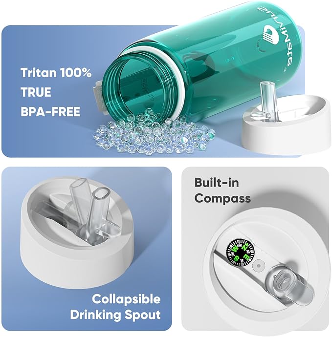 Survimate 5-Stage 0.01μm Ultra-Filtration Filtered Water Bottle, BPA-Free Material, NSF/ANSI 42&372 Certified, Portable Water Filter Bottle for Survival, Camping, Hiking, and Emergency Use