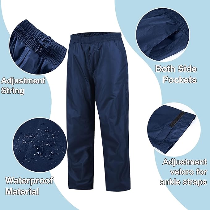 SWISSWELL Kids Rain Gear Boys Girls Youth Waterproof Rain Suit Breathable Reflective Raincoat and Pants