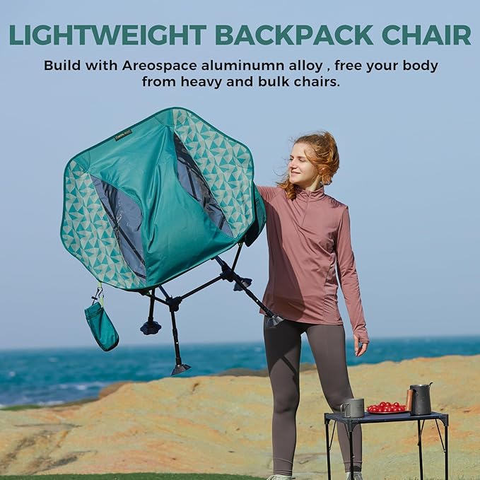 ATEPA UFO3.0 Ultralight Backpacking Chair, 330 lbs Heavy-Duty Aerospace Aluminum Folding Camp Chair with Hexagon Ergonomic Seat Anti-Sink Feet, Compact Portable Outdoor Gear for Hiking, Fishing 2 Pack