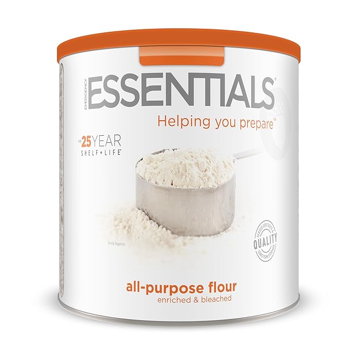 Emergency Essentials All-Purpose White Flour – Enriched, Long-Term Storage in #10 Can | 25-Year Shelf Life | 53 Servings | Emergency Food Supply for Baking, Cooking, and Everyday Preparedness