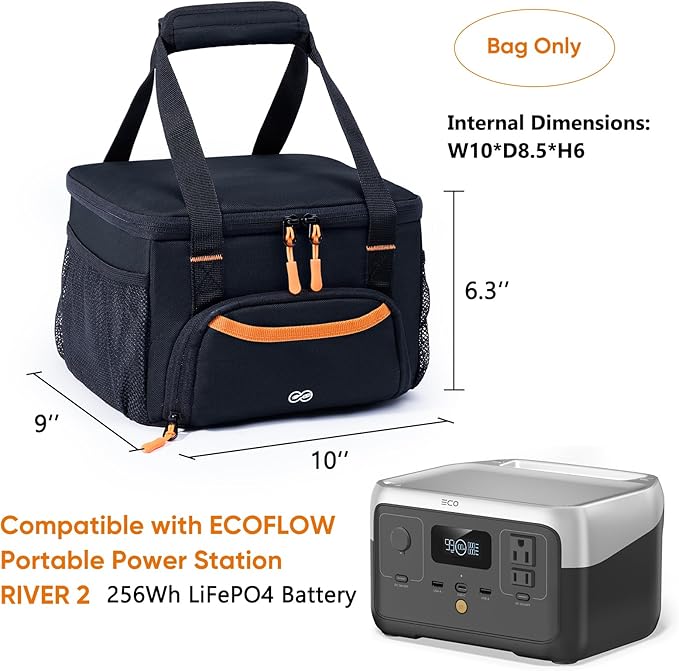 Heavy-Duty Portable Power Station Storage Case Compatible with Ecoflow RIVER 2 Solar Power Bank Carrying Case for Outdoor Camping Essentials Carrying Case Only