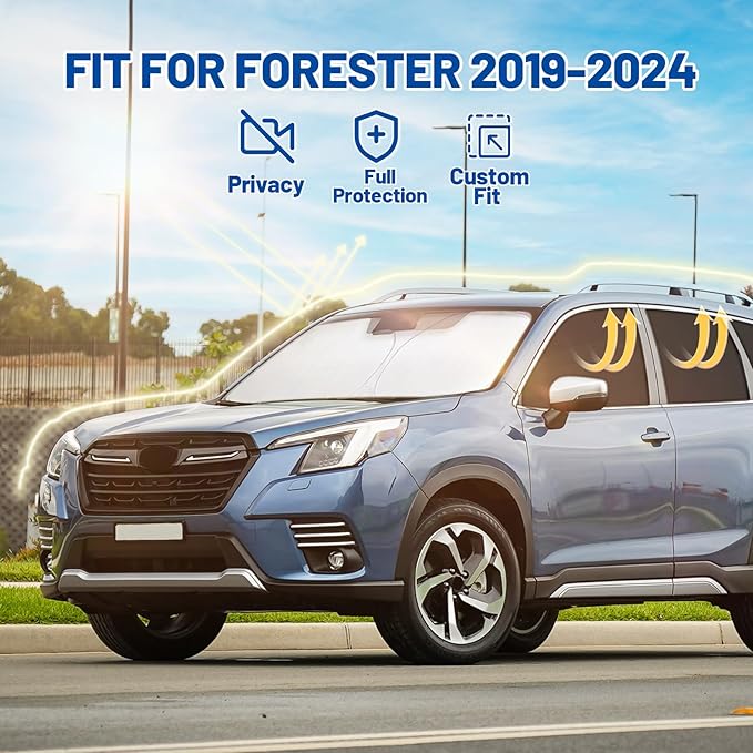 Car Window Shades for Subaru Forester 2019-2024 Accessories - Full Set 8PCS Side Window Sunshades with Memory Frame & Blackout Fabric, Privacy UV Shield for Camping/Travel