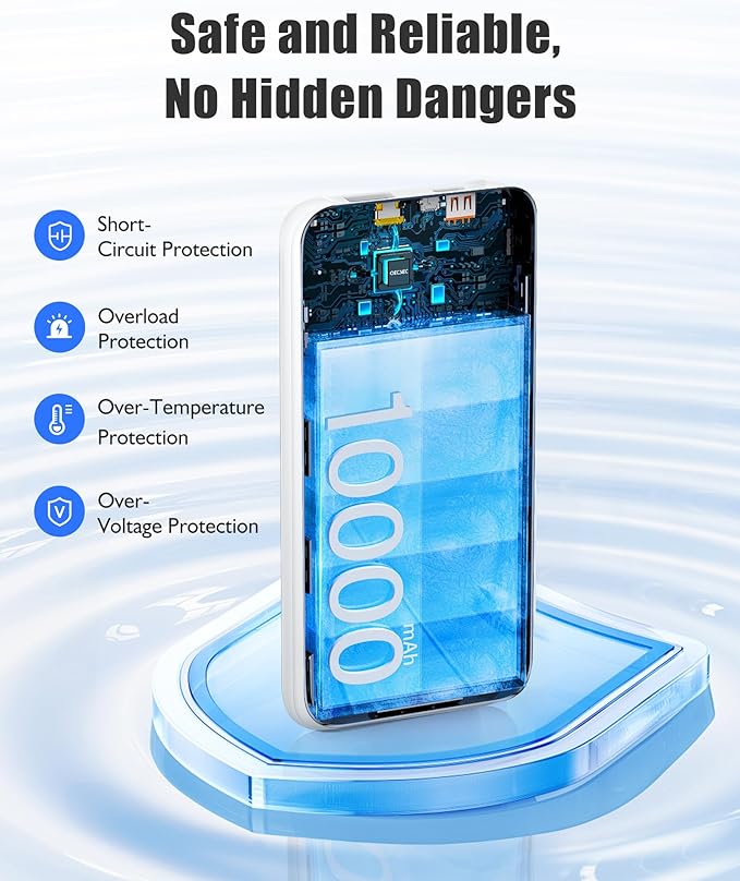 10000mAh Portable Charger 2 Pack, Cell Phone Portable Power Banks, 22.5W Fast Charging Battery Pack, Slim Travel Power Bank for iPhone, Galaxy S24/S23, Android Devices – Black