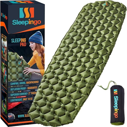 Sleepingo Ultralight Sleeping Mat - Inflatable & Compact Camping Air Mattress for Backpacking, Hiking- New