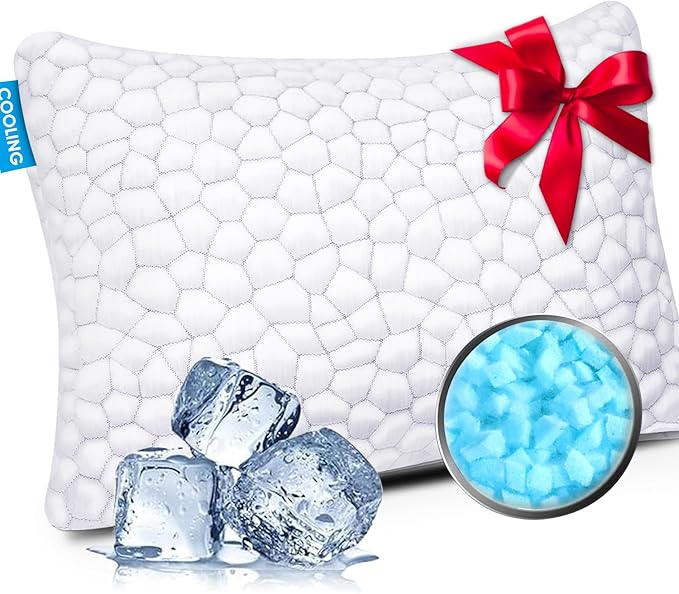 Cooling Pillow King Size 1 Pack, Adjustable Bed Pillows for Sleeping, Luxury Shredded Memory Foam Pillows, Soft Yet Supportive Firm Pillow for Side, Back, Stomach Sleepers, Cool Pillow for Hot Sleeper