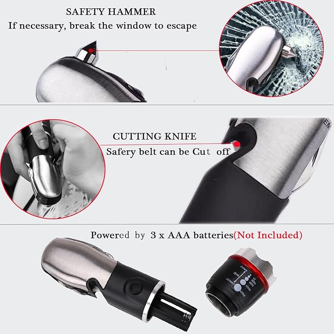 Multi Tool LED Flashlight All In One Tool Light Tactical Torch for Cars Emergency Camping with Glass Breaker and Seat belt Cutter(Black)