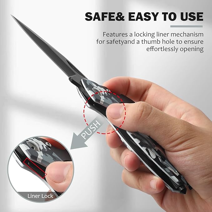 Carabiner Multitool 6-in-1 EDC Carabiners Pocket Knife, Window Breaker, Bottle Opener and Screwdriver,Camping and Mountaineering Survival Equipment for Everyday Carry, Gifts for Men Women（Camo）