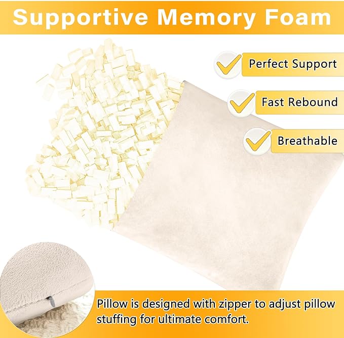 1 MIDDLE ONE 2 Pack Small Pillow, Memory Foam Mini Pillow 11 X 7 Inches for Travel, Sleeping, Nap and Neck, Knee, Lumbar Support, Tiny Cushion for Pet, Dogs (Off-White)