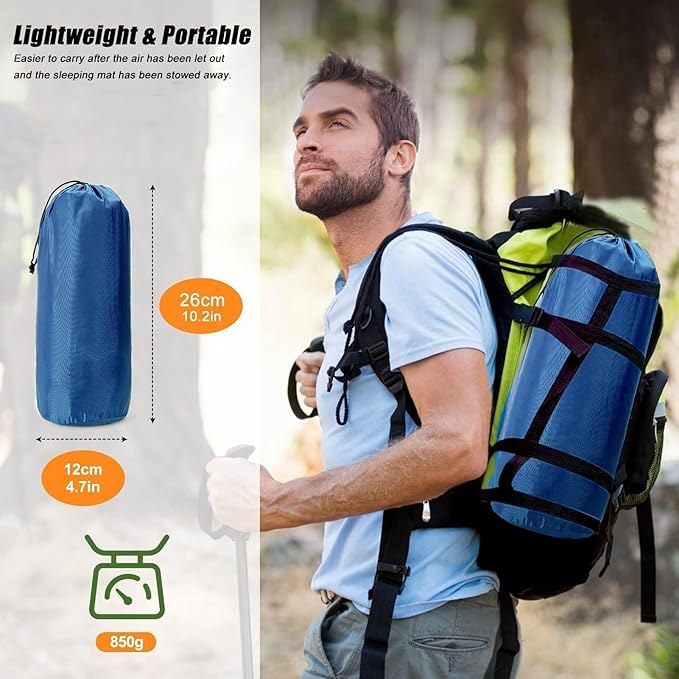 Camping Sleeping Pad, Extra Thick Ergonomic Camping Mattress with Built-in Pump, Lightweight and Compact for Backpacking, Hiking, Tent
