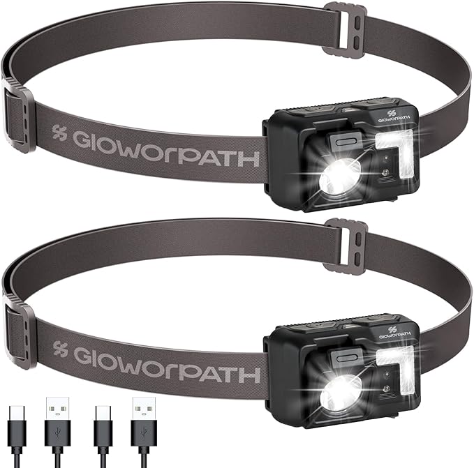 Led Headlamp Rechargeable, Super Bright Headlight Flashlight with Red Light, Motion Sensor Head Lights for Forehead, Waterproof Lightweight for Adults, Outdoors, Camping, Running