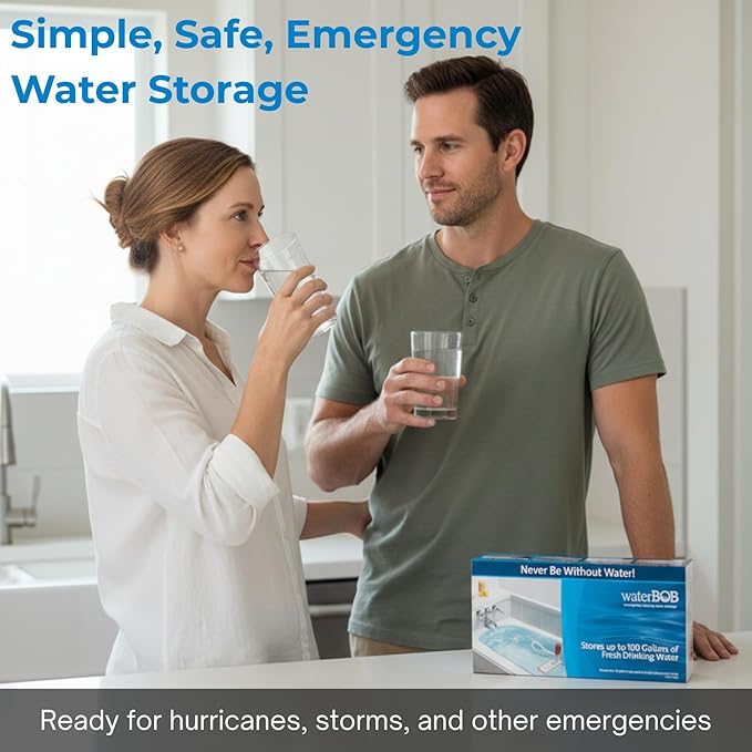waterBOB Bathtub Emergency Water Storage Bladder Up To 100 Gallon Capacity - Food Grade Liner with Hand Pump for Hurricane and Disaster Preparedness - BPA Free Drinking Water Container