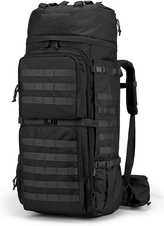 Mardingtop 75L Molle Hiking Internal Frame Backpacks with Rain Cover for Camping,Backpacking,Travelling(Black)