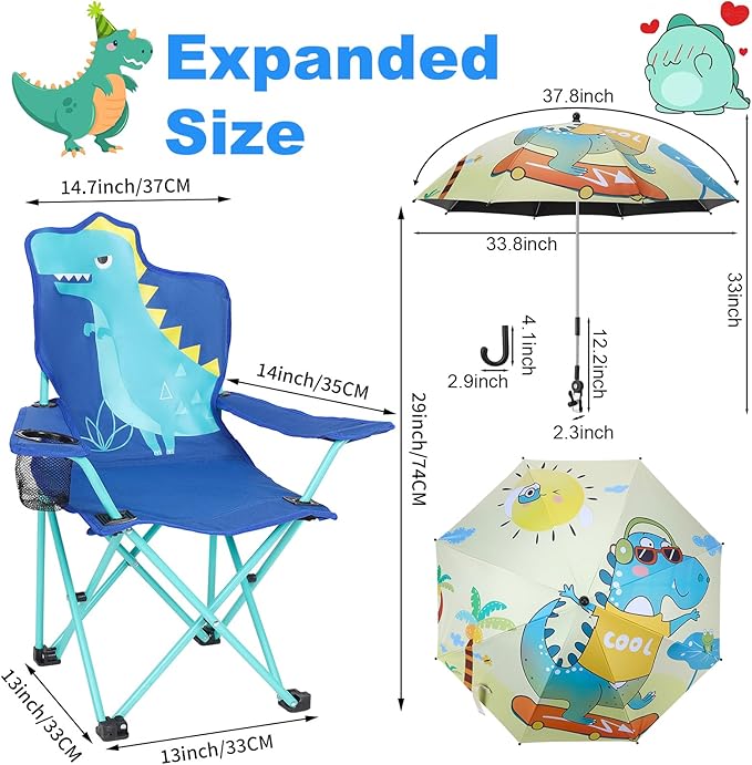 KABOER Kids Outdoor Folding Lawn and Camping Chair with Cup Holder and Carrying Bag, Children's Camping Chairs