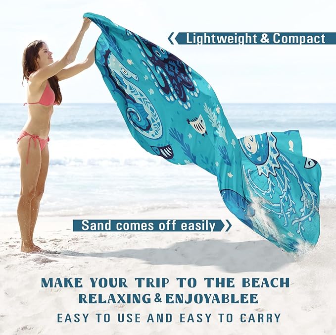 Famstar Beach Blanket Sandproof Waterproof 78''×81''1-5Adults Oversized,Compact Lightweight Durable Beach Mat for Travel Camping Hiking Picnic Blanket