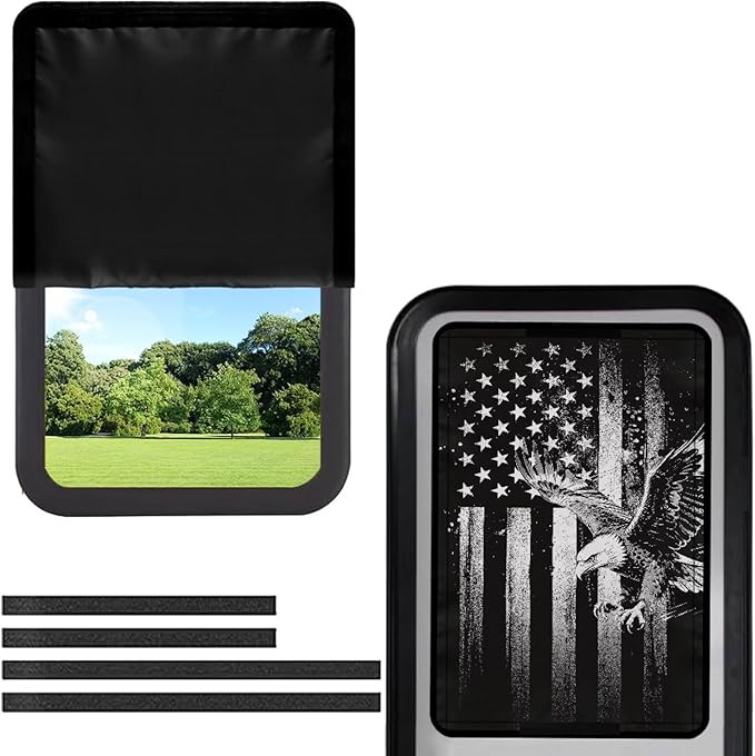 American Flag Eagle Pattern Rv Door Window Shade Cover Privacy Screen Door Curtains for Rv Door Window, Camper Window Shades for Travel Trailer Motor Home