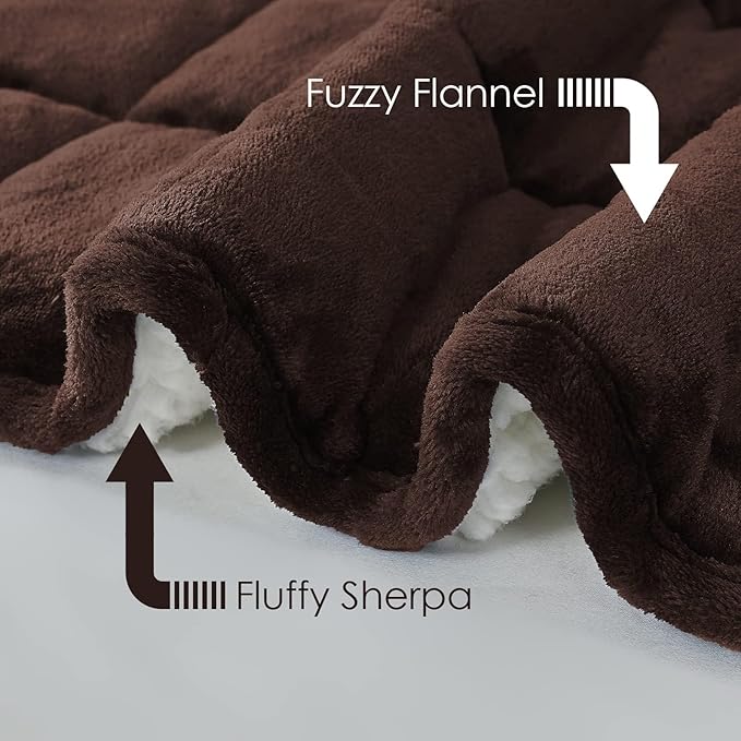 yescool Weighted Blanket for Adults (20 lbs, 60" x 80", Brown) Heavy Blanket for Sleeping Perfect for 140-160 lbs, Queen Size Breathable Blanket with Premium Glass Bead, Machine Washable