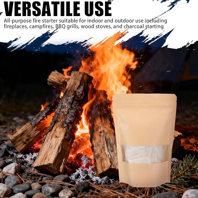 Quick Instant Fire Starter, Waterproof Indoor & Outdoor Firestarter, 30 Pack, for Charcoal, Campfire, Fireplace, BBQ, Wood Stove Odorless and Non-Toxic