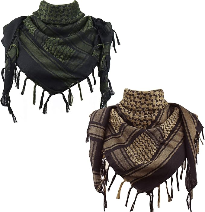 Explore Land Cotton Shemagh Keffiyeh Tactical Desert Scarf Neck Head Wrap with Tassel for Men Women