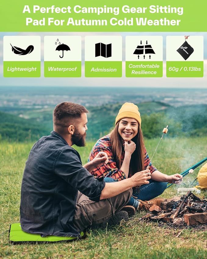 Sportneer Sitting Pad, Lightweight Waterproof Folding Seat Pad for Backpacking, 15.75'' x 15.75'' Portable Camping Seat Mat for Hiking, Picnics & Outdoor Use