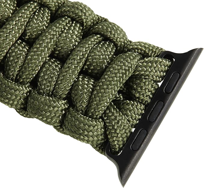 Savior Survival Gear Paracord Watch Band - Compatible with Apple Watch Band 49mm 46mm 45mm 44mm 42mm - iWatch Band Series Ultra 10 9 8 7 6 5 4 3 2 1 SE – Adjustable strap for men (Green, X-Large)