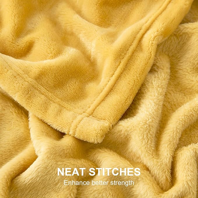 Hansleep Fleece Yellow Throw Blanket, Super Soft Flannel Fuzzy Plush Cozy Blanket for All Seasons, Yellow, Throw 50x60 Inches