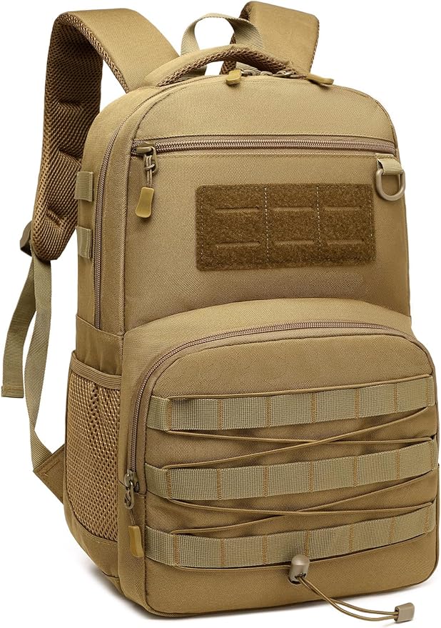 Kids Tactical Backpack Army Molle Bookbag Military Boys Backpack for School, Outdoor, Travel, Camping, Brown