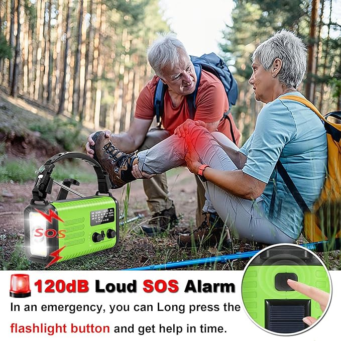 20000mAh/ 74000mWh Emergency Hand Crank Radio, AM/FM/NOAA Portable Weather Radio, Battery Powered Solar Radios with USB Phone Charger, Reading Lamp Flashlight & SOS for Emergency/Hurricane/Home
