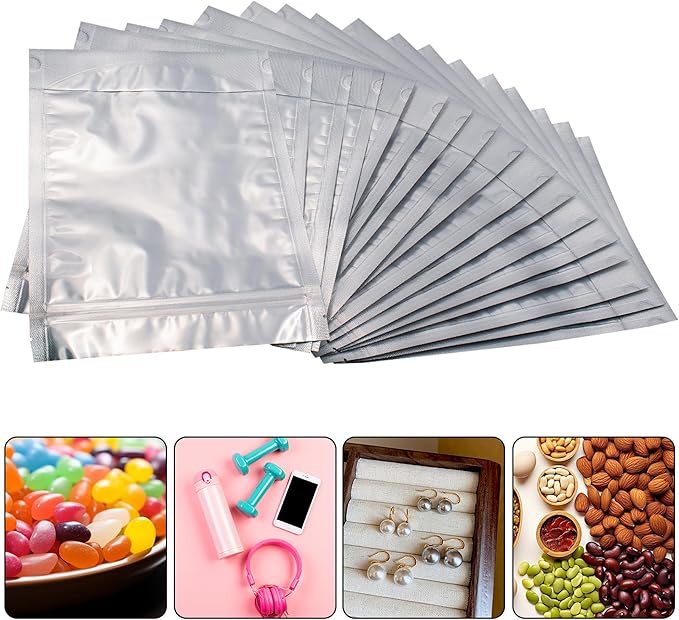 Wisesorb 4"x 6" 30 Packs Mylar Bags For Food Storage, Mylar Bags With Window, Freeze Dried Candy Bags, Reusable Storage Bags For Food, Mylar Food Storage Bags for Long Term Food Storage