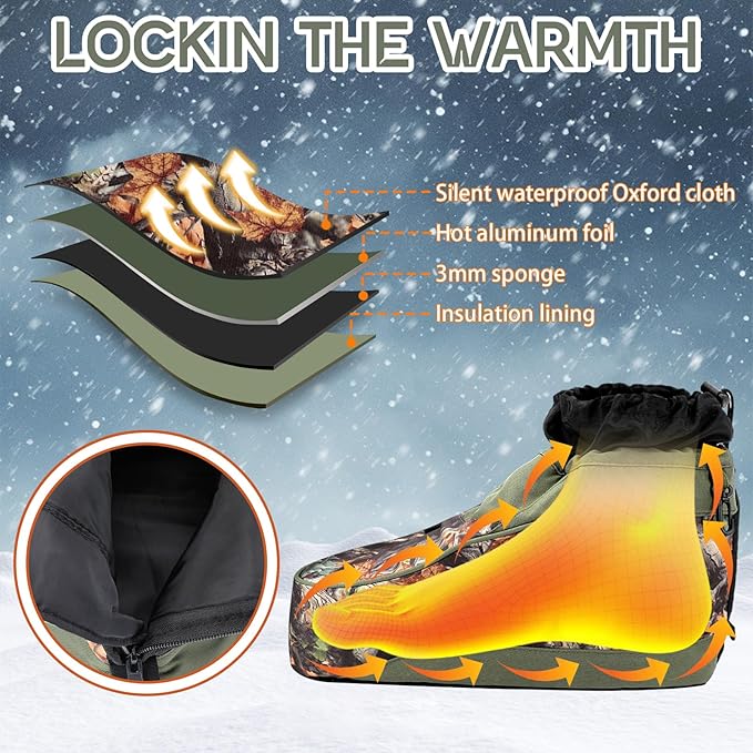 Chicingyou 5 Pcs Outdoor Insulators Set 1 Pcs Insulated Boots Covers 15.0 x 19.7 x 11.8 Inch Waterproof PU Leather Non Slip 2 Sock 2 Thermal Survival Blanket for Hunting, Camping, Ice Fishing, Hunting