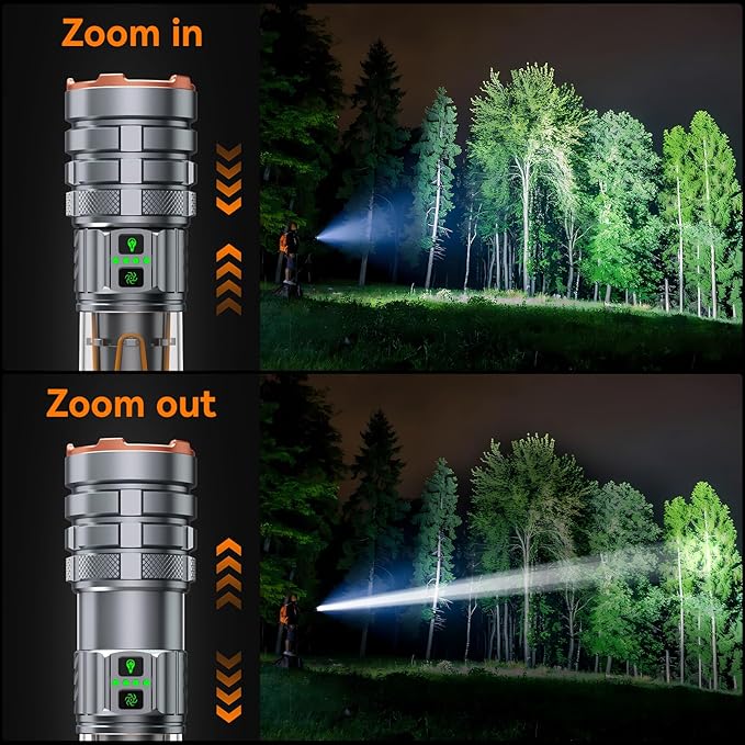 ADDplus Camping Flashlights,90000 Lumens 5000mAh Super Bright High Lumens Rechargeable Flashlight with 11 Modes,Waterproof,Adjustable LED Multi-Flashlight for Car,Outdoor,Camping,Walking,Tactical