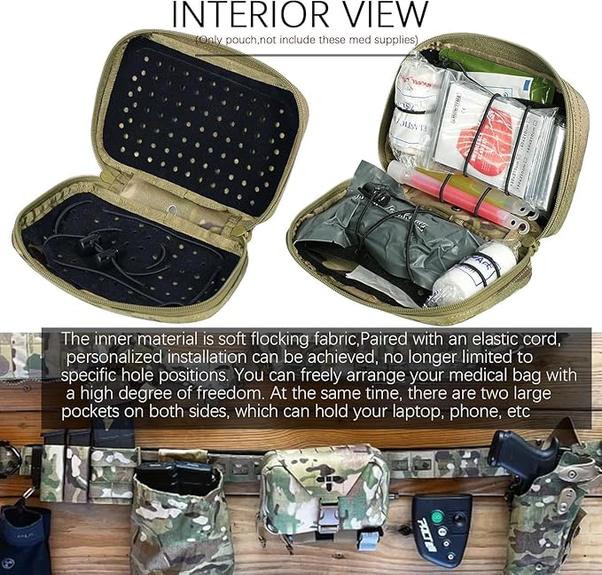 Ifak Pouch-Rapid Deployment Tactical MOLLE Trauma Kit Pouches, Quick Release Tear-Off Medical First Aid Kit Organiser with Red Immediate Identify for Emergency Surviva.