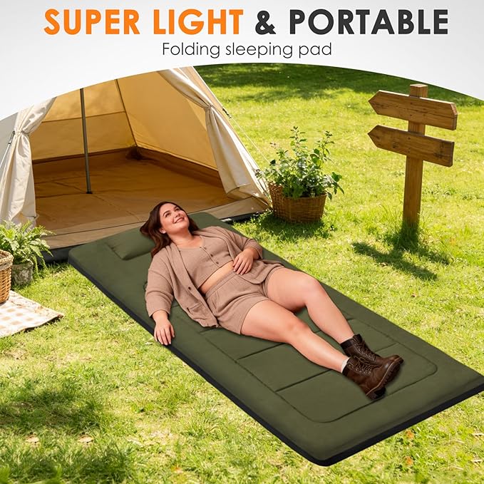 COLMERD Portable Camping Cot Mattress 80 x 36 Inches Sleeping Mat with Waterproof Anti-Slip Bottom Floor Mattress Easy to Carry for Guest Tent Lawn Yard Camping Cot Easy to Store